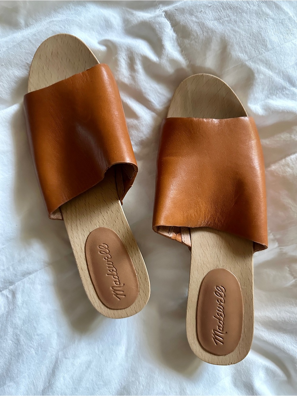 MADEWELL, The Evelyn Clog Slide Sandal in Burnished Caramel, 8.5